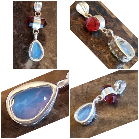 Gen. Milky White Opal/Pink Tourmaline Pendant 1.5" - Picture 5 of 6